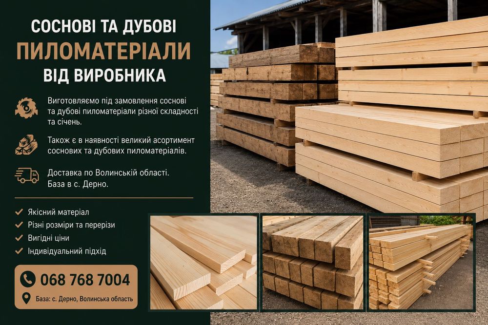 Пиломатеріали будь яких січень сосна/дуб