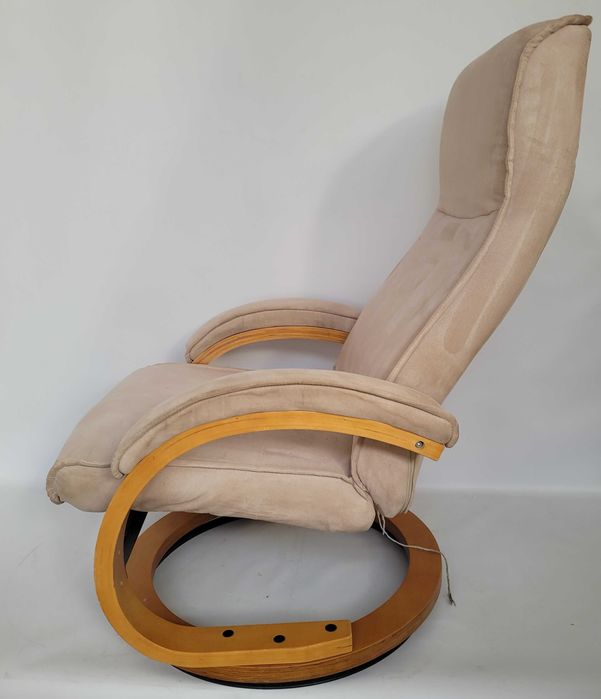fotel relax odchylany welur podnóżek USZKODZONY