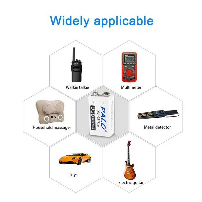 PALO 9V Аккумуляторная батарея 650mAh 6F22 Micro USB li-ion крона: 160 ...