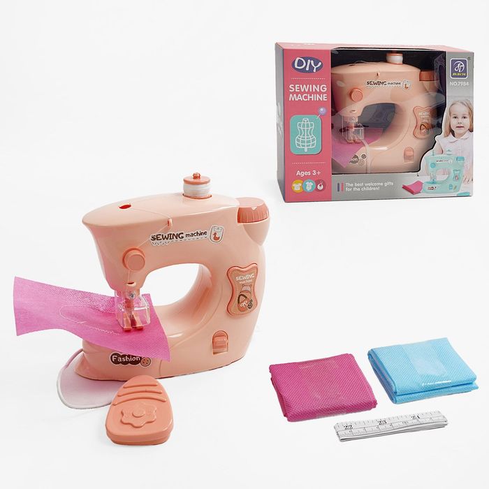 Швейна машинка на батарейках,шиє,підсвічування,нитки,сантиметр,тканина