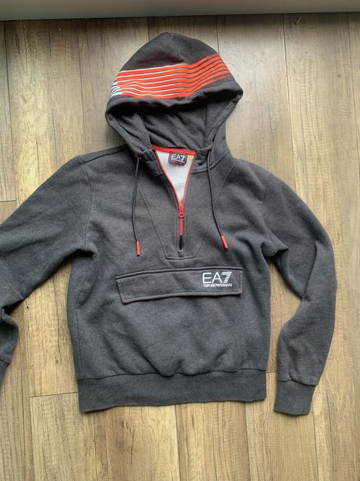 EA7 bluza meska premium - bluza z kapturem 1/4 zip