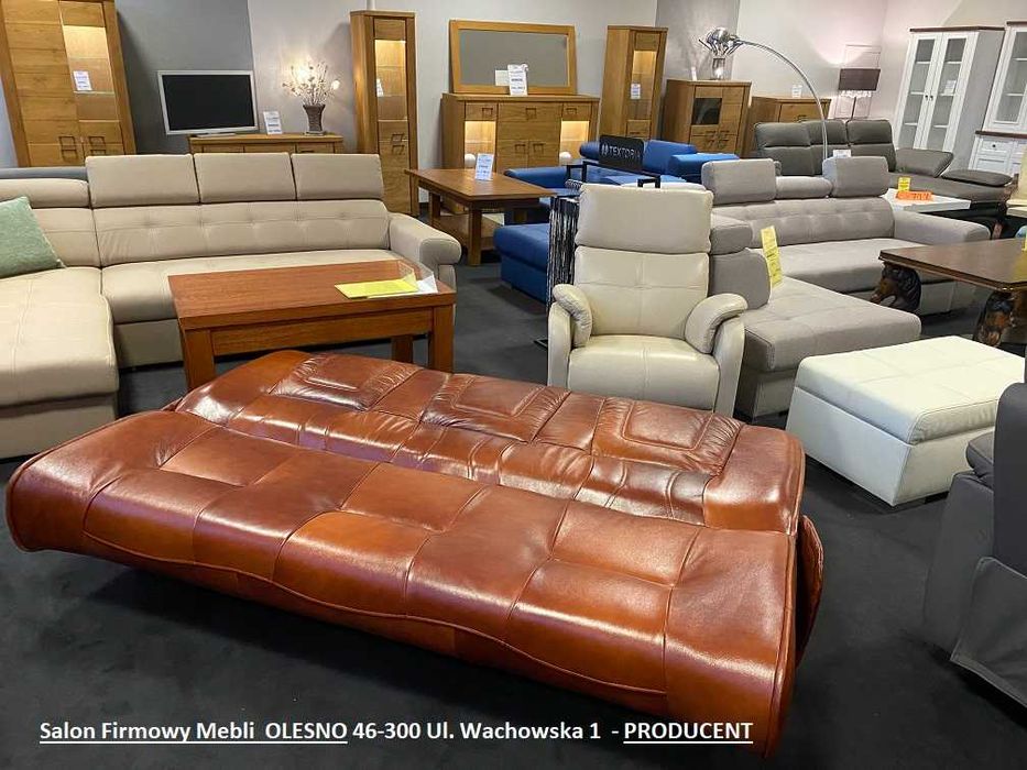 Nowa Kanapa 200cm FINKA, Skóra Naturalna, Spanie, -33% = MEBLE PYKA