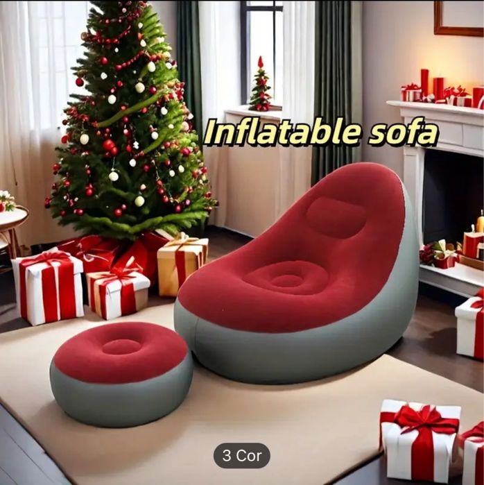 Sofá/Puff com apoio de pernas insuflável