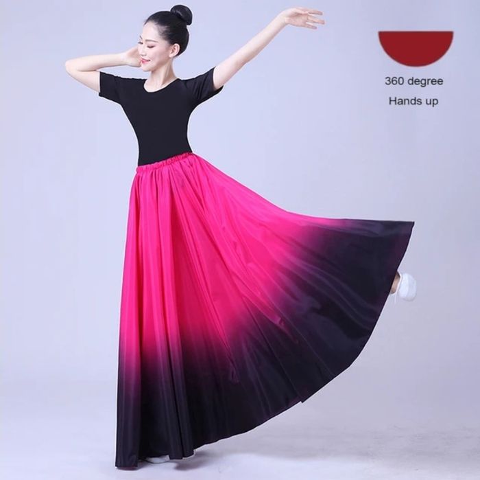 Spódnica do tańca Flamenco / Belly Dance czarno różowa fuksja