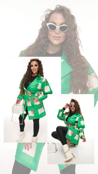 Elegancki płaszcz krata trzy kolory pasek w komplecie Lola bianka