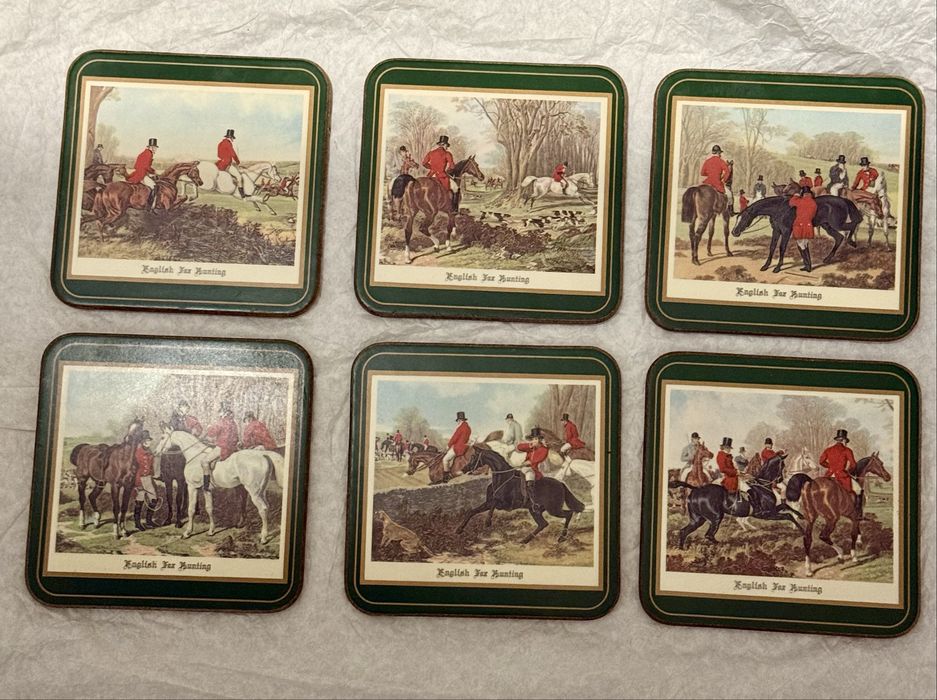 Porta copos com cena de caça inglesa