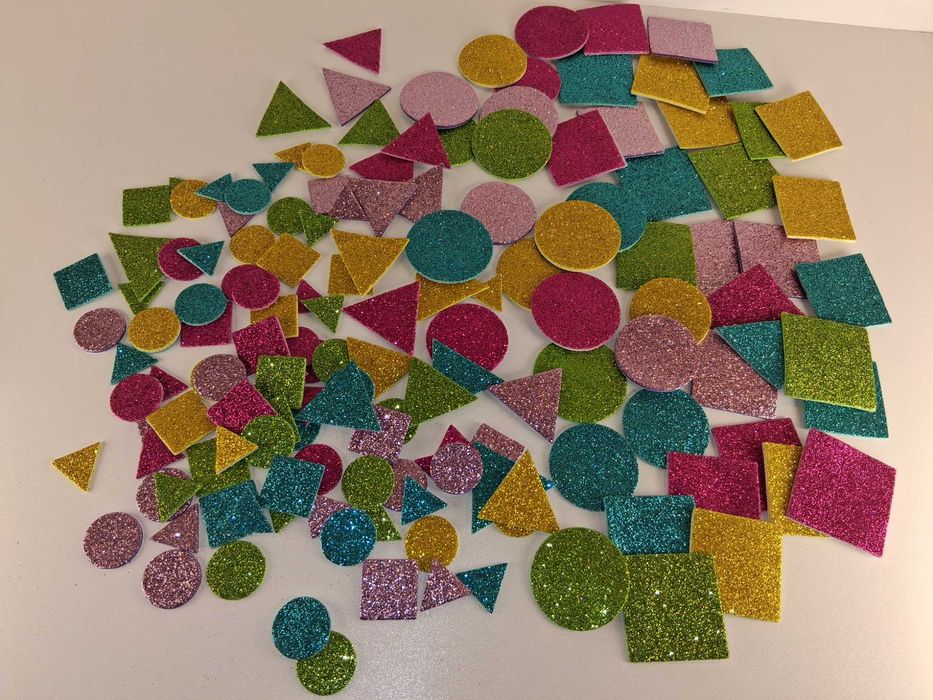 Y043 Zestaw Naklejki Brokatowe Piankowe Kształty Geometryczne DIY