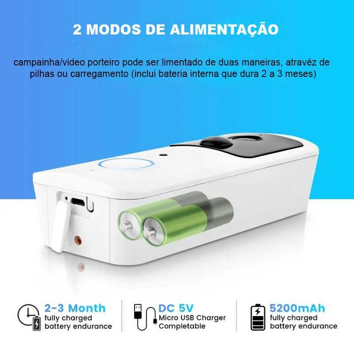 Campainha Video Porteiro WIFI 5G Prova Água Andoid Iphone NOVO
