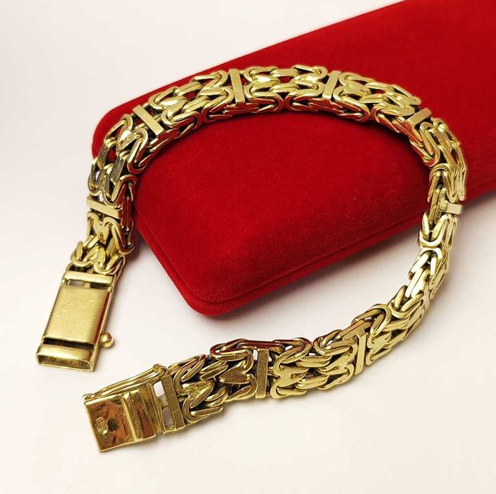 Okazała Męska Złota Bransoletka pr.585 51,70g SPLOT KRÓLEWSKI