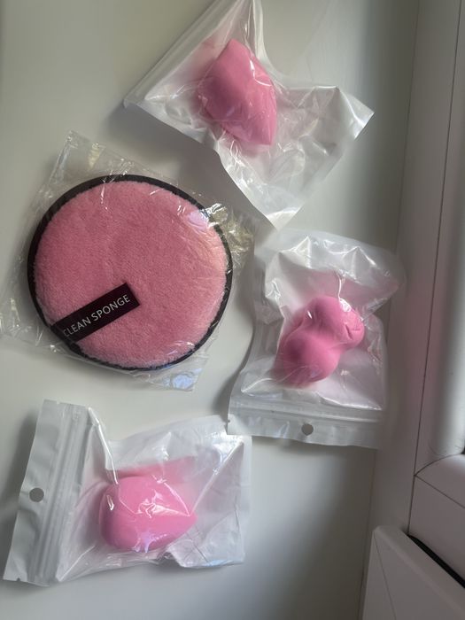 Бʼюті блендер 3шт спонж для макіяжу 3шт + спонж для зняття макіяжу