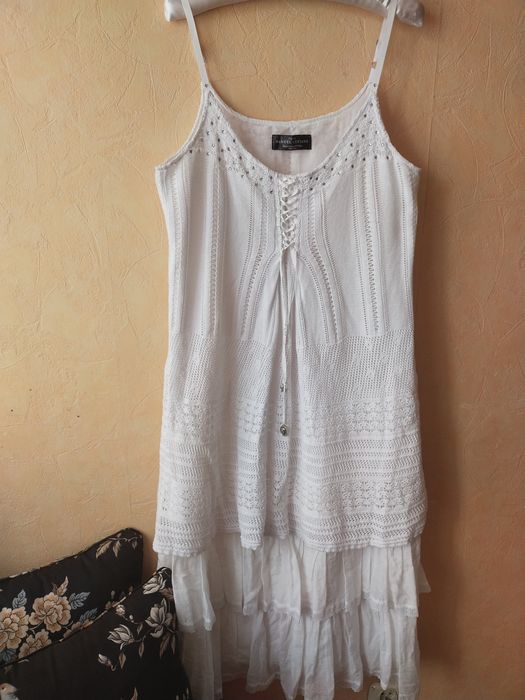 Letnia sukienka biała ażurowa rozmiar uniwersalny moda włoska
