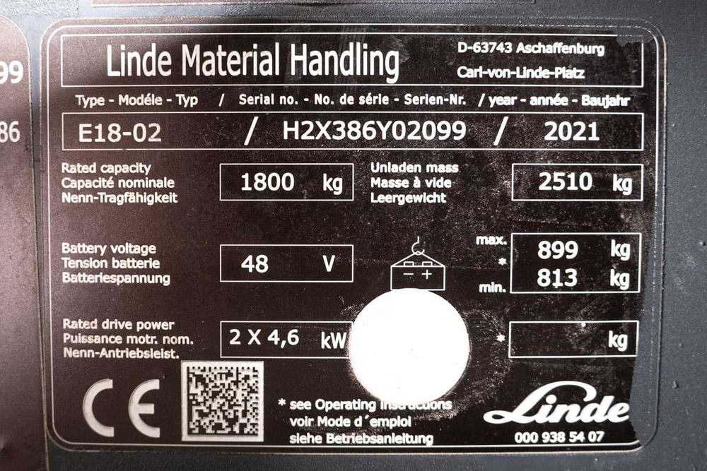 Empilhador Elétrico Linde E18-02 1.800 kg | Usado