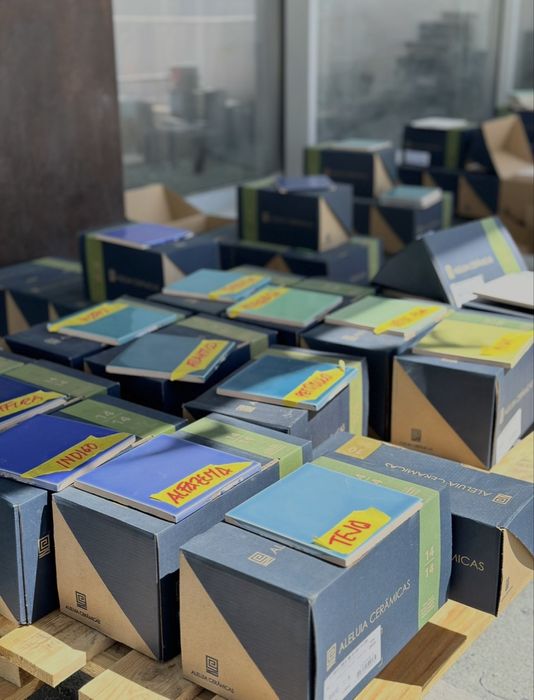 Revestimento Cerâmico 14x14 (Tons de Azul)