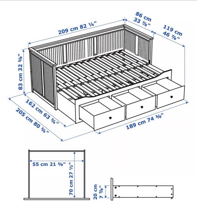 Łóżko Ikea hemnes rozkładane białe