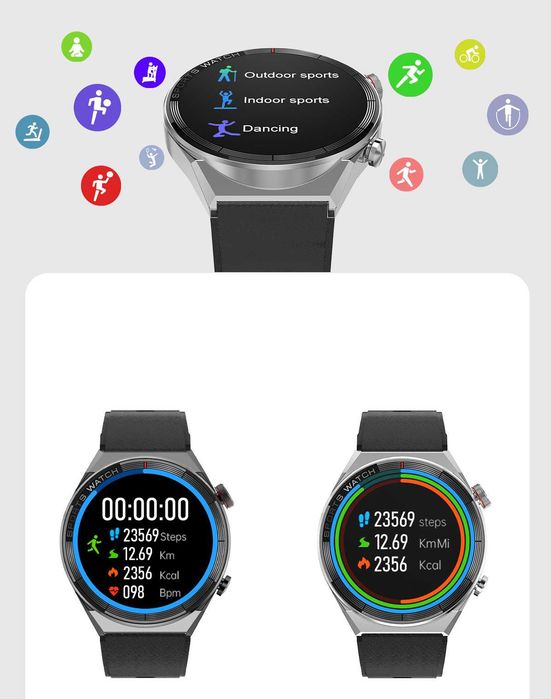 Smartwatch Męski Damski DT3 MATE Rozmowy BT Zdrowie Indukcja 2 paski