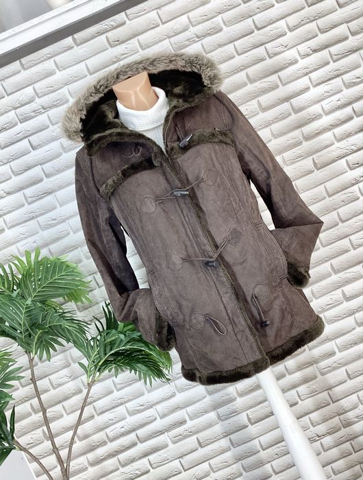 Yessica brązowy kożuszek naturalny z kapturem L