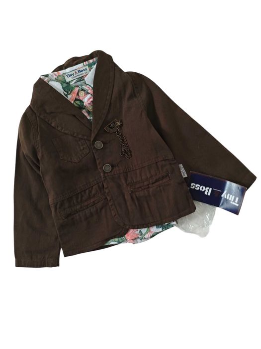 ELEGANCKI KOMPLET WIZYTOWY Garnitur dla chłopca brązowy nowy 86-92