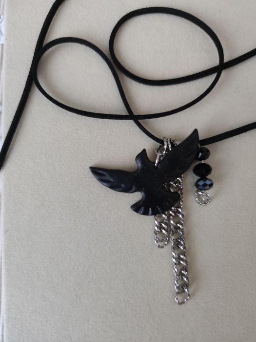 Чокер підвіска пташка жовто-блакитна, прикраси на шию