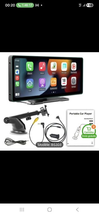 Ecrã Auto 10.26" Portátil - Apple CarPlay & Android Auto Wireless - NO