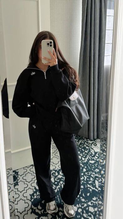 Костюм Alo Yoga преміум комплект штани зіп худі set ало йога 1\4 zip