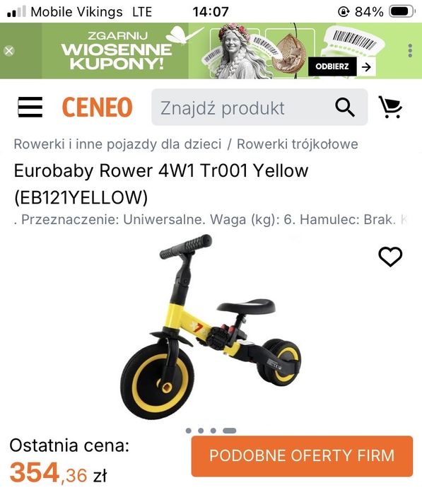 Rowerek 3 kołowy składany do 2 kołowego
