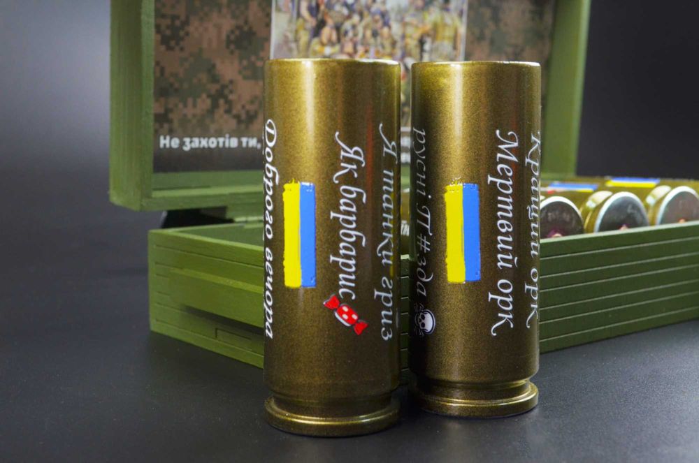 Набір стаканів - чарок для віскі алкоголю з гільз снарядів у кейсі