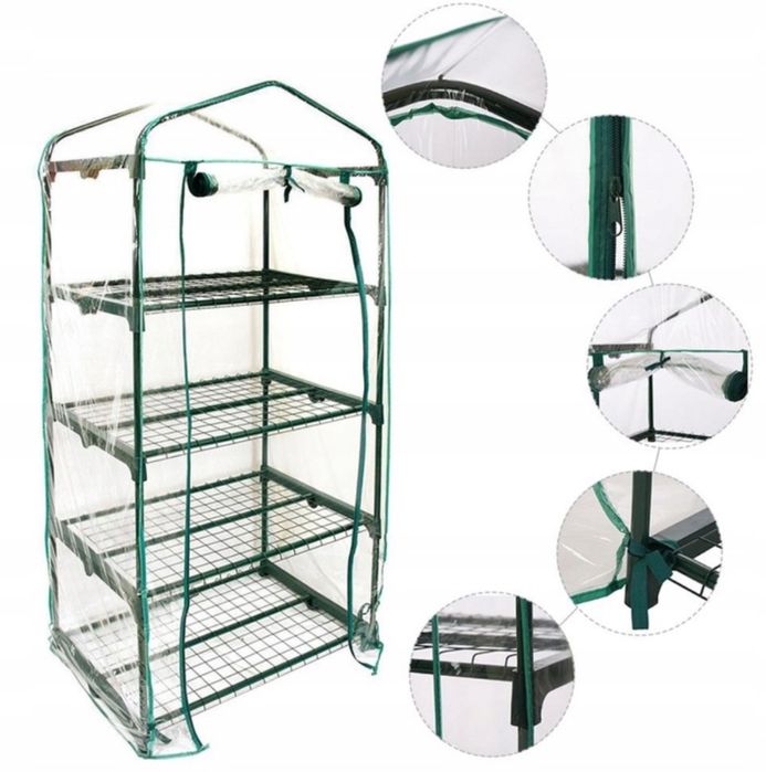 Mini Szklarnia Ogrodowa Balkonowa 160x70x50 cm Regał na Kwiaty Tunel