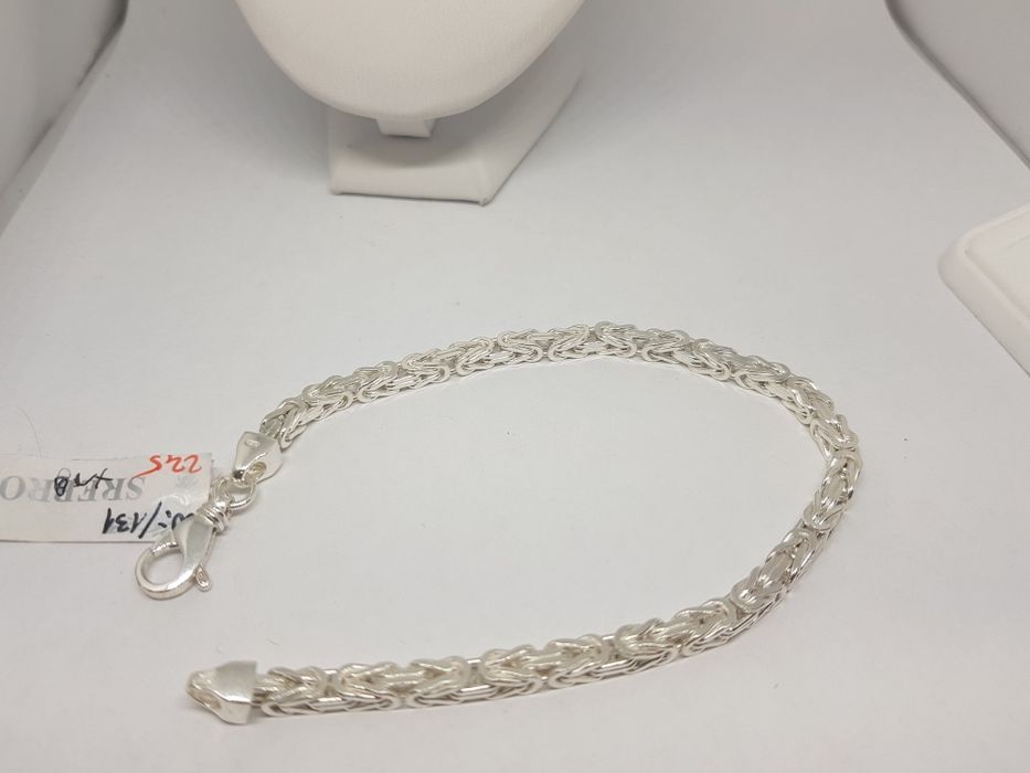 Srebrna bransoletka splot królewski srebro 925 długość 22cm