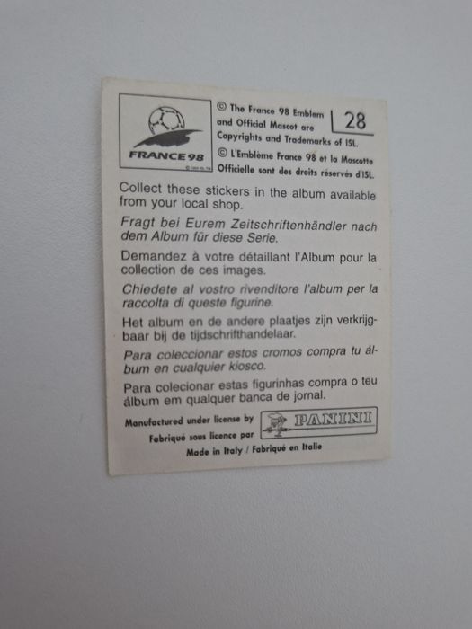 Cromo Ronaldo fenómeno Mundial 98