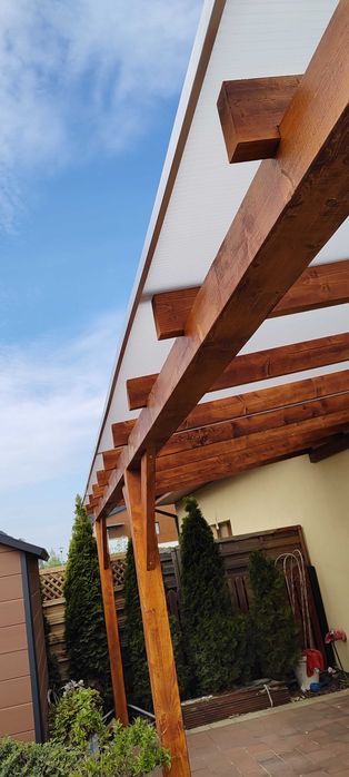 Zadaszenie tarasu model "Nowodworce" 3,95m x 4,20m, poliwęglan pergola