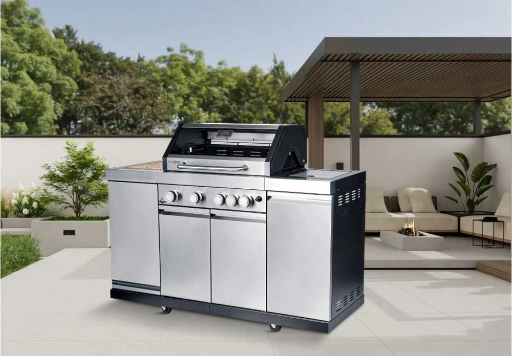 Grill Gazowy/Węglowy  EL FUEGO AUGUSTA 4+1 ŻELIWNY RUSZT+PŁYTA Szyba !