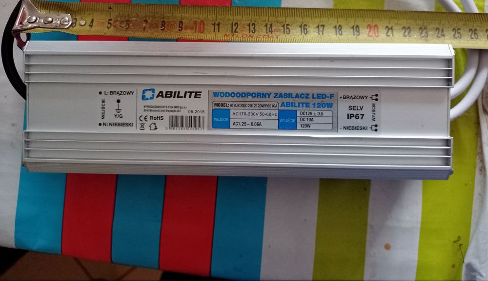 zasilacz wodoodporny LED 120w 10a