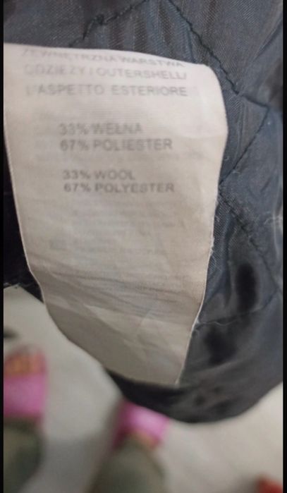 Quiosque czarny płaszcz wełniany S srebrna metaliczna nitka