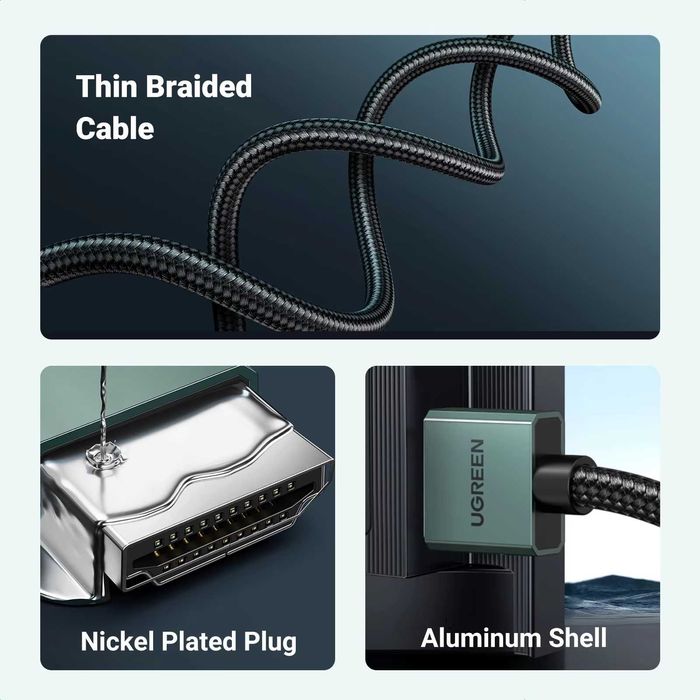 Кабель Hdmi HD155 Ugreen 8k HDMI 2.1 48Гбіт/с 8к/60Hz 4K/240Hz, 1-2м