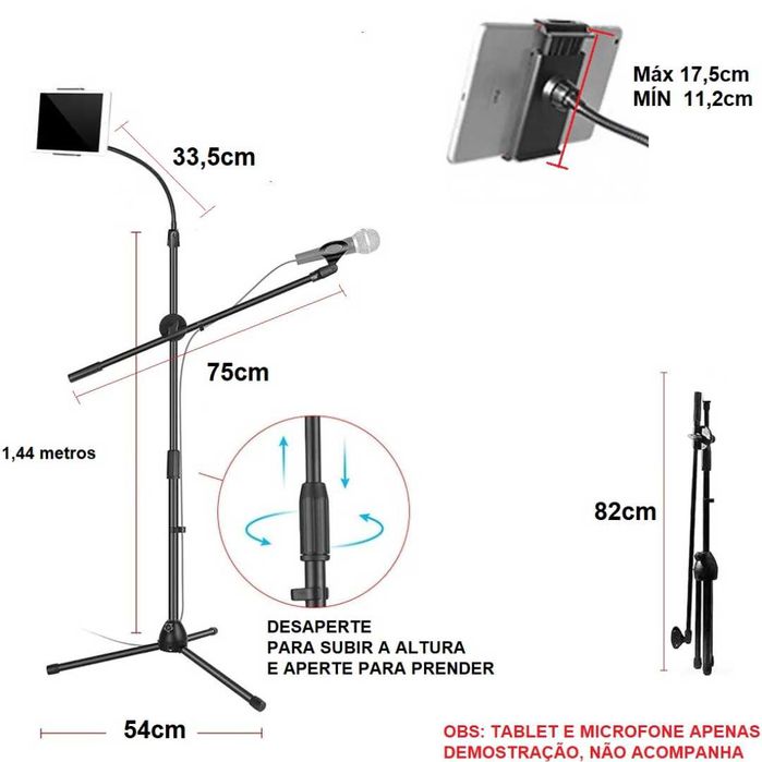 Suporte de Microfone e de Telemóvel/Tablet (NOVOS)