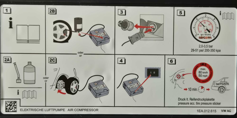 Kit Compressor de ar + spray selante para pneus Volkswagen ID.3