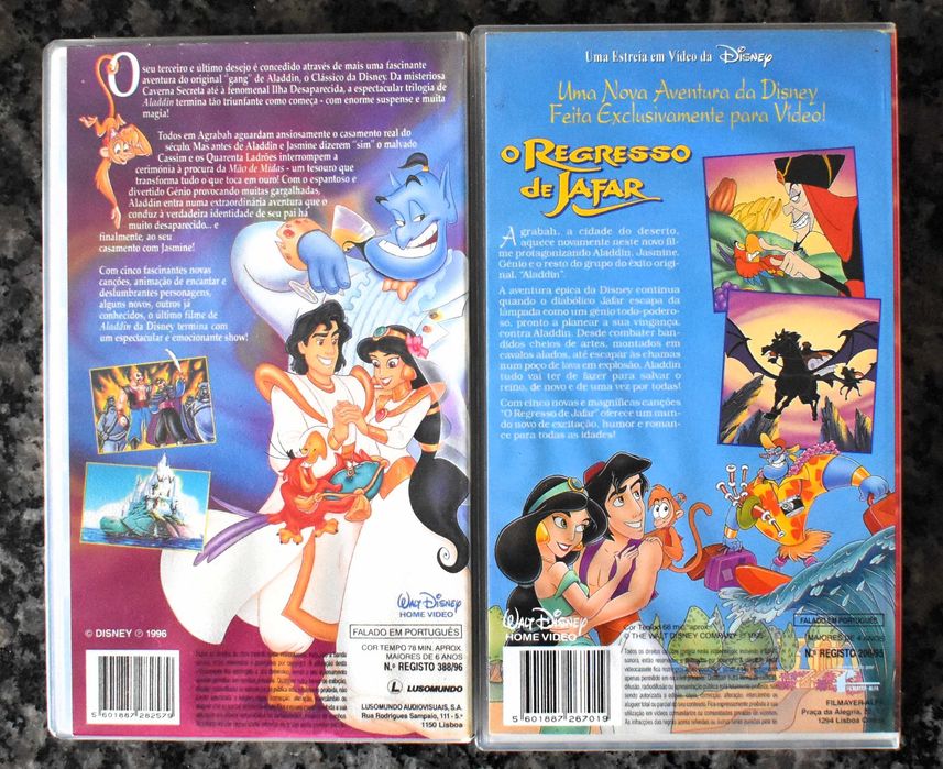 Lote 1 Disney - 5 filmes de animação em VHS