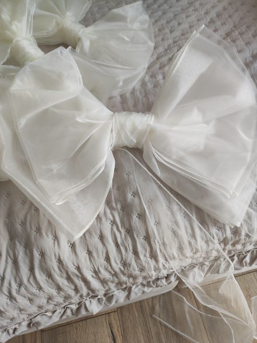 Duże Kokardy ślubne - organza 12 szt. Cena za całość.