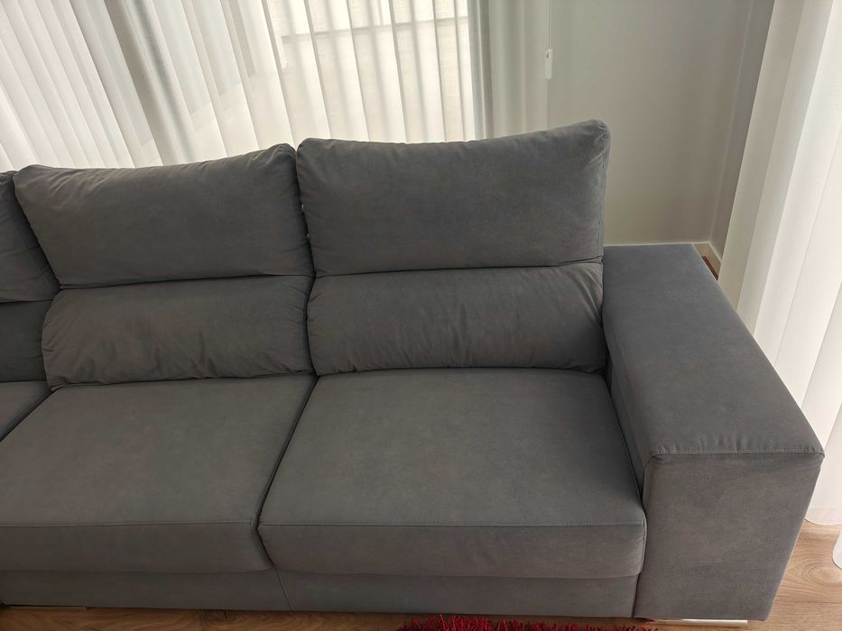 Sofá Luna 3 lugares + chase esquerda Cinza