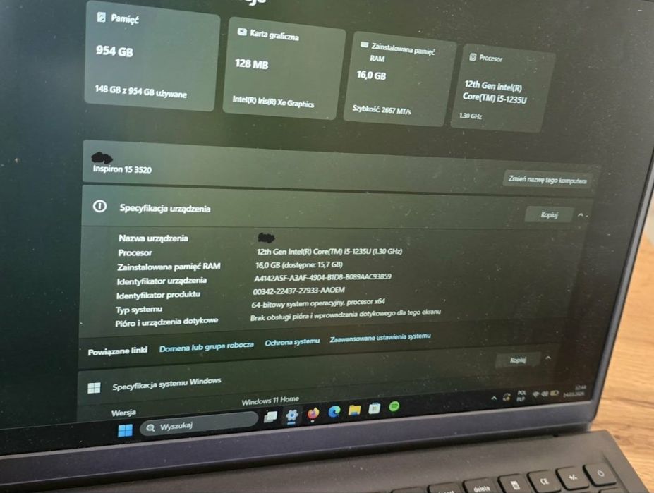 Dell Inspiron 3520-2055 – stan idealny, jak nowy!