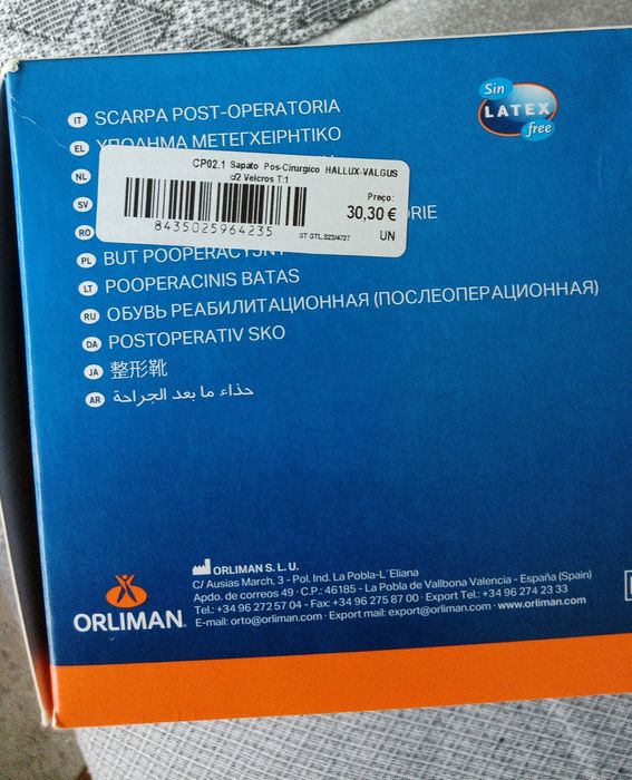 Sapato pós operatório c/ tacão 36/38  Orliman