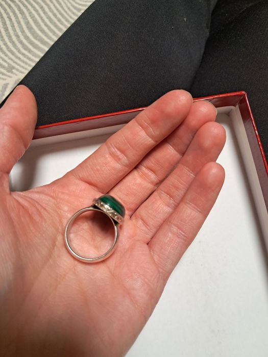 Перстень срібний,з малахітом. Каблучка. Кольцо