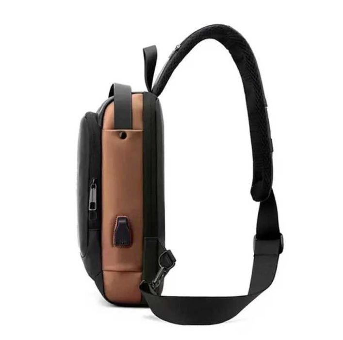 Нагрудна сумка Backpac XL-1514100 чорно-сіра маленька • Сумка через плече з протикрадіжним кодовим замком для міста, поїздок і документів