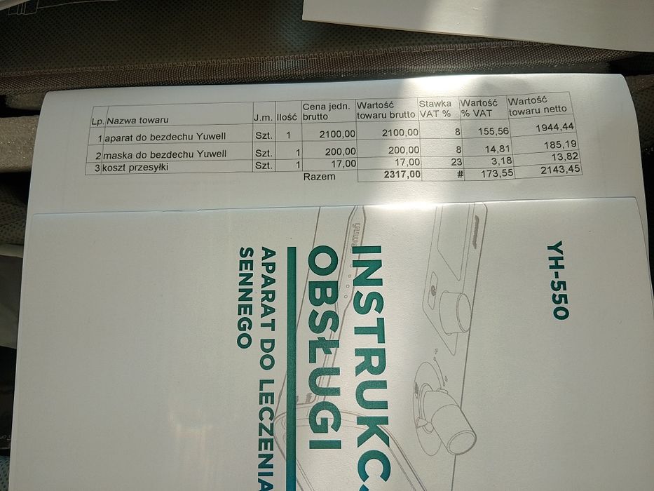 Aparat CPAP do bezdechu sennego Yuwell YH-550