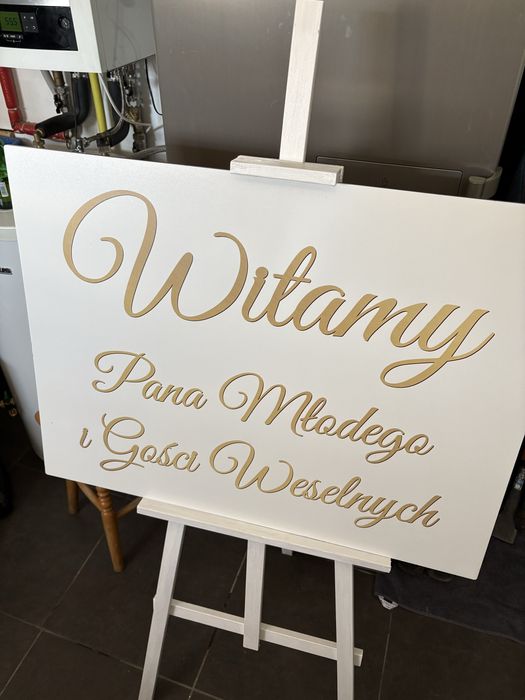 Tablica powitalna witamy gości wesele ślub złote napisy
