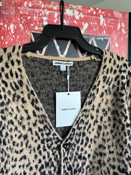 Uniseks panterkowy sweter kardigan Multi Leopard Cardigan Jaded London
