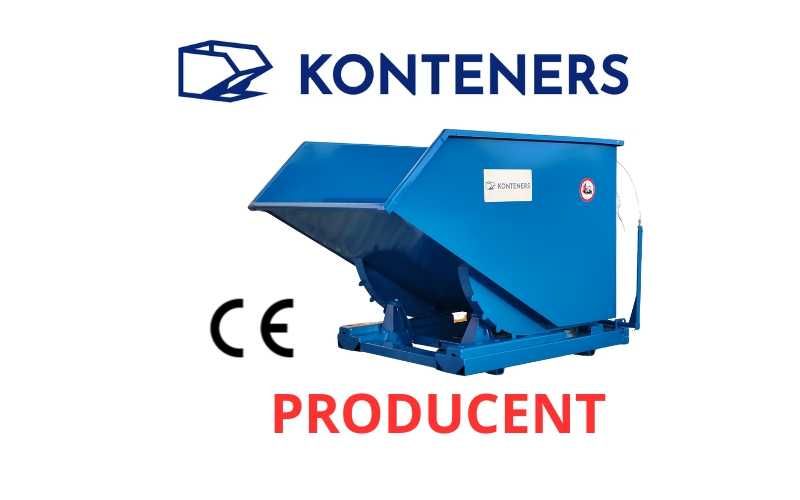 Kontener samowyładowczy metalowy na widły, mulda, 1m3 .1000 L  KOLIBA/ KOLEBA/ wywrotka do wózka/ na złom/ drewno/ trociny/ recykling