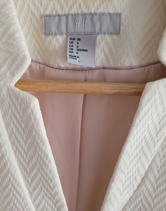 Biała marynarka żakiet h&m na wesele komunię rozm S