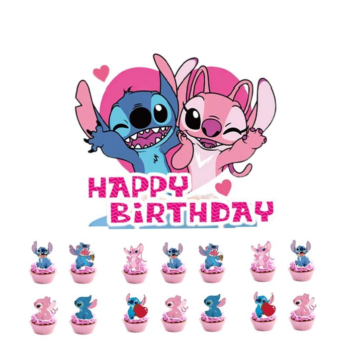 Topper STITCH 13 szt. na tort Urodzinowy/Muffinek