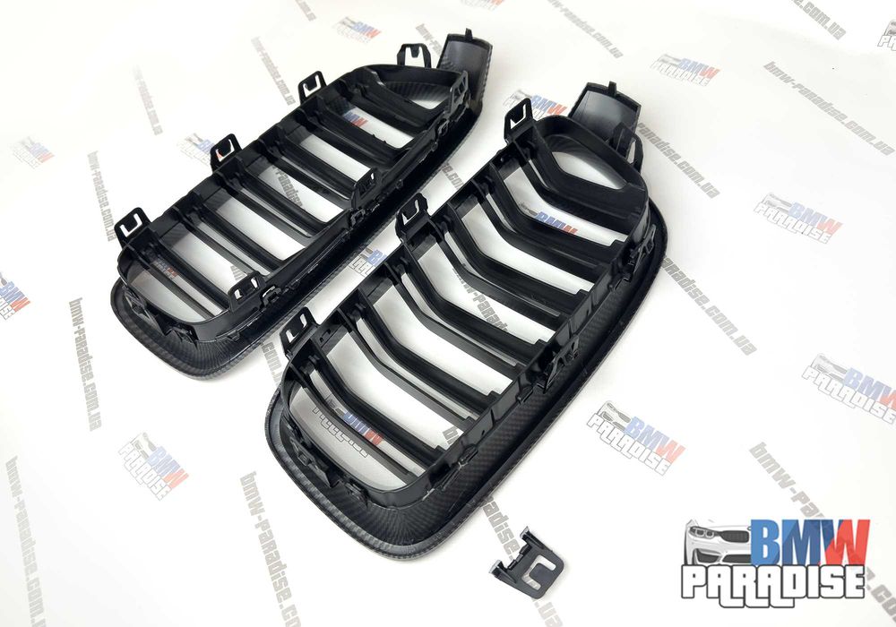 УЦЕНКА! Двойная решетка радиатора БМВ Ф30 карбон М-стиль